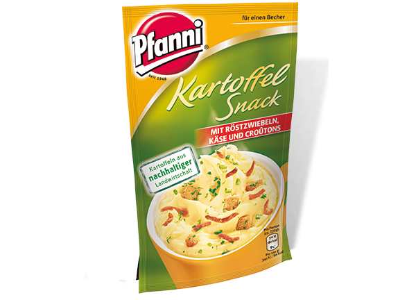 PFANNI Kartoffel Snack mit Röstzwiebeln, Käse &amp; Croûtons (Beutel) - Pfanni