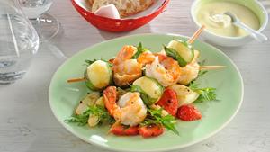 Rezept Knödel-Scampi-Spieße