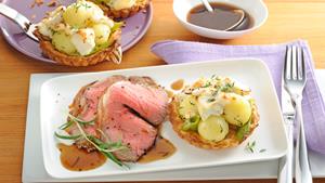 Rezept Knödeltörtchen mit warmem Roastbeef