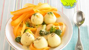 Rezept Mini Knödel mit Karotten-Brokkoli-Sauce
