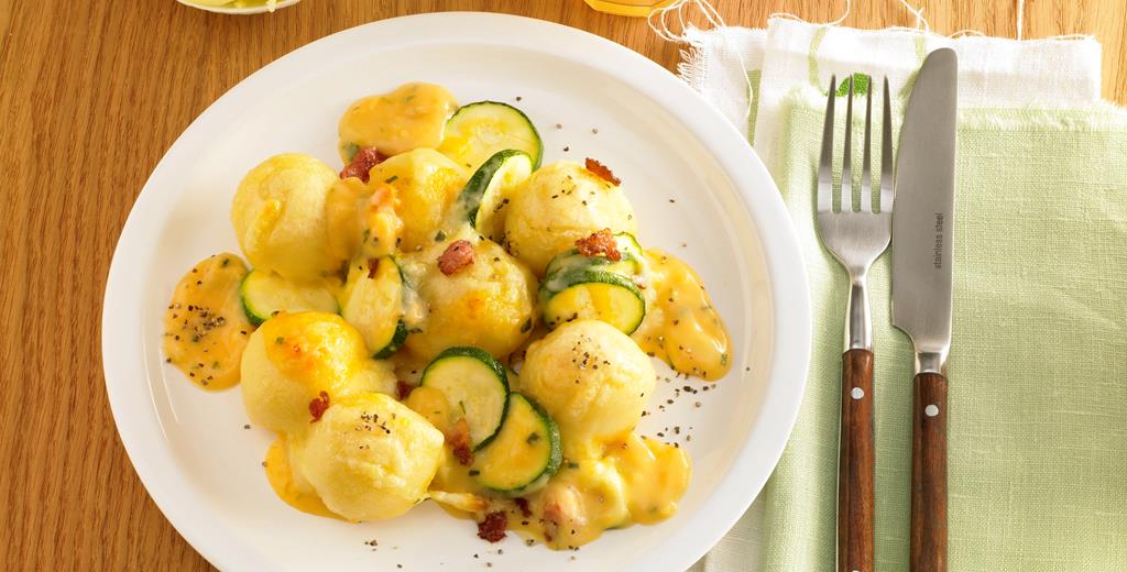 Mini-Knödel-Schinken-Auflauf Rezept - Pfanni